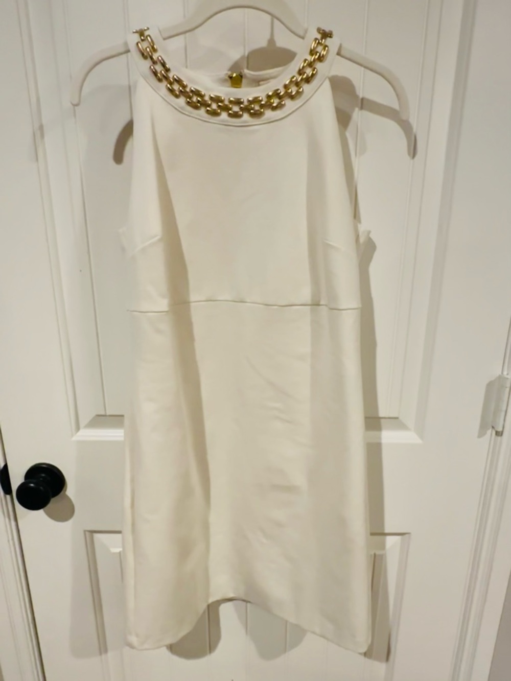 Michael Kors Cream Mini Dress with Gold Chain Neckline